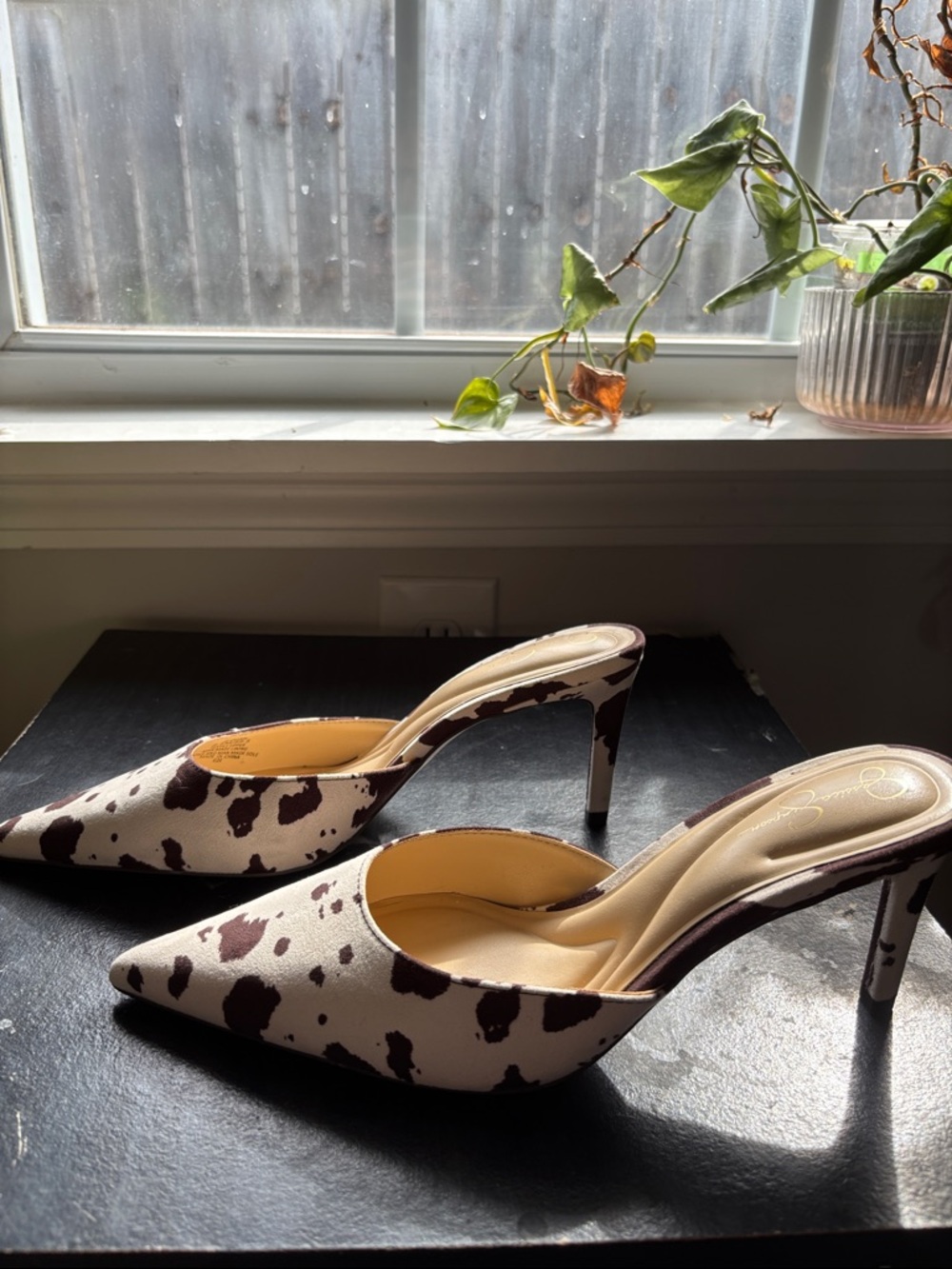 NWT Jessica Simpson Cow Print Women’s Slingback Heels - Picture 2 of 5